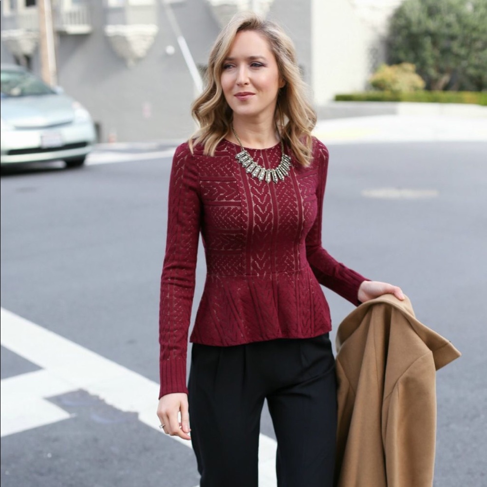 BCBG Burgundy long sleeve shirt